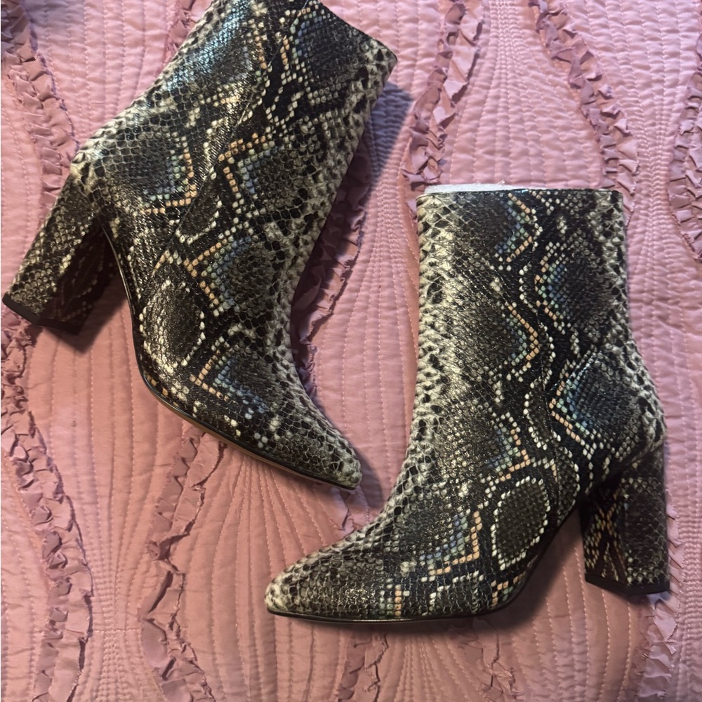 Chinese Laundry Snakeskin Pattern Ankle Booties
